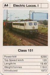 1979 Ace Maxi-Mini Trumps German Locomotives #A4 Class 151 Front