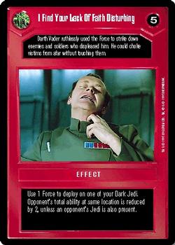 1995 Decipher Star Wars CCG Premiere Limited #NNO I Find Your Lack Of Faith Disturbing Front
