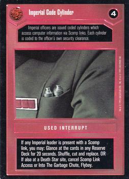 1995 Decipher Star Wars CCG Premiere Limited #NNO Imperial Code Cylinder Front