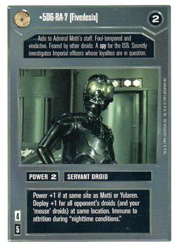 1996 Decipher Star Wars CCG Premiere Unlimited #NNO 5D6-RA-7 (Fivedesix) Front