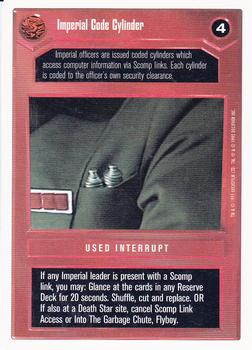 1996 Decipher Star Wars CCG Premiere Unlimited #NNO Imperial Code Cylinder Front