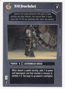 1996 Decipher Star Wars CCG Premiere Unlimited #NNO R1-G4 (Arone-Geefour) Front