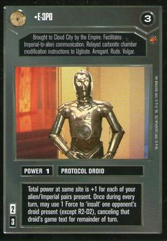 1997 Decipher Star Wars CCG Cloud City Limited #NNO E-3PO Front