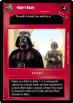 1997 Decipher Star Wars CCG Cloud City Limited #NNO Vader's Bounty Front