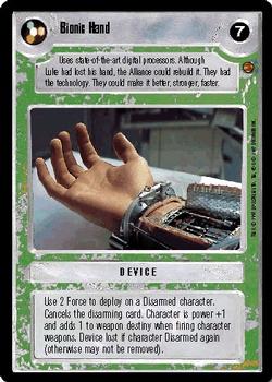 1997 Decipher Star Wars CCG Cloud City Limited #NNO Bionic Hand Front
