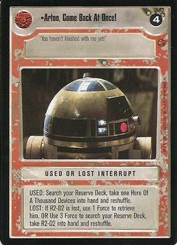 1997 Decipher Star Wars CCG Cloud City Limited #NNO Artoo, Come Back At Once! Front