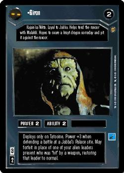 1998 Decipher Star Wars CCG Jabba's Palace Limited #NNO Giran Front