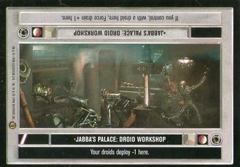 1998 Decipher Star Wars CCG Jabba's Palace Limited #NNO Jabba's Palace: Droid Workshop Front