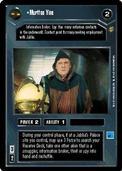 1998 Decipher Star Wars CCG Jabba's Palace Limited #NNO Murttoc Yine Front