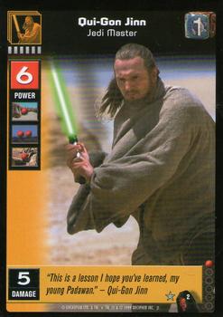 1999 Decipher Young Jedi: Menace of Darth Maul #2 Qui-Gon Jinn, Jedi Master Front