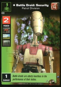 2000 Decipher Young Jedi: Battle of Naboo #100 Battle Droid:  Security, Patrol Division Front