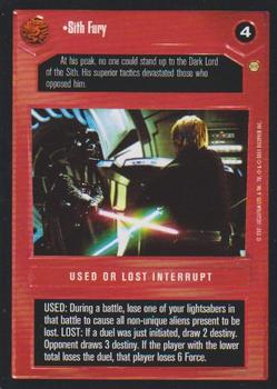2001 Decipher Star Wars CCG Tatooine Limited #NNO Sith Fury Front