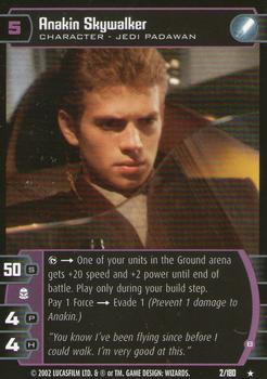 2002 Wizards of the Coast Star Wars: Attack of the Clones TCG #2 Anakin Skywalker Front
