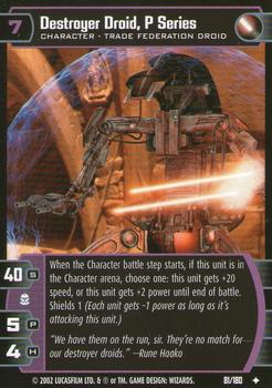 2002 Wizards of the Coast Star Wars: Attack of the Clones TCG #81 Destroyer Droid, P Series Front