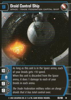 2002 Wizards of the Coast Star Wars: Attack of the Clones TCG #83 Droid Control Ship Front