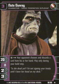 2002 Wizards of the Coast Star Wars: Attack of the Clones TCG #98 Nute Gunray Front
