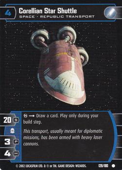 2002 Wizards of the Coast Star Wars: Attack of the Clones TCG #129 Corellian Star Shuttle Front