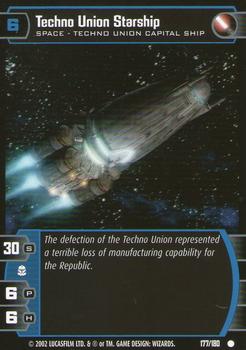 2002 Wizards of the Coast Star Wars: Attack of the Clones TCG #177 Techno Union Starship Front