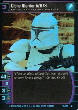 2002 Wizards of the Coast Star Wars: Attack of the Clones TCG #74 Clone Warrior 5/373 Front