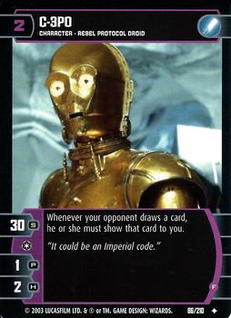 2003 Wizards of the Coast Star Wars The Empire Strikes Back TCG #86 C-3PO Front