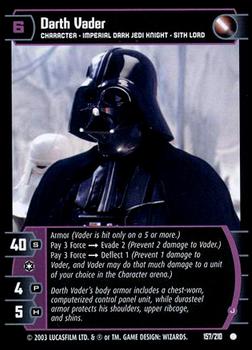 2003 Wizards of the Coast Star Wars The Empire Strikes Back TCG #157 Darth Vader Front