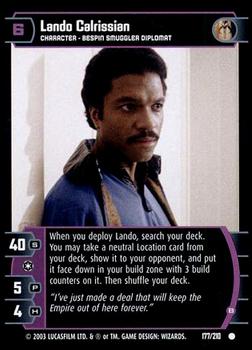 2003 Wizards of the Coast Star Wars The Empire Strikes Back TCG #177 Lando Calrissian Front