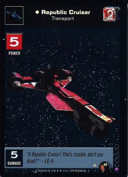 1999 Decipher Young Jedi: Menace of Darth Maul - Foil #F9 Republic Cruiser, Transport Front