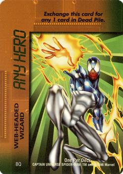 1996 Fleer Marvel OverPower - Mission Control Expansion #BQ Any Hero (Captain Universe Spider-Man) - Web Headed Wizard Front