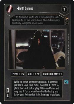 2001 Decipher Star Wars CCG Theed Palace #NNO Darth Sidious Front