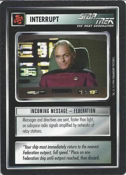 1994 Decipher Star Trek Premiere Edition Black Border #NNO Incoming Message - Federation Front