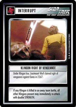 1994 Decipher Star Trek Premiere Edition Black Border #NNO Klingon Right of Vengeance Front