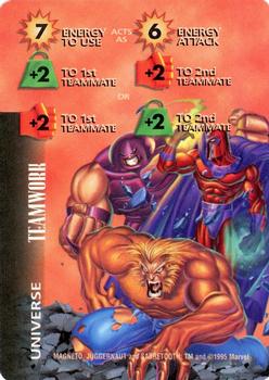 1995 Fleer Marvel Overpower #NNO Magneto, Juggernaut, SabrTeamwork (En 7 to use) Front