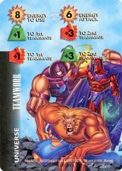 1995 Fleer Marvel Overpower #NNO Magneto, Juggernaut, SabrTeamwork (En 8 to use) Front