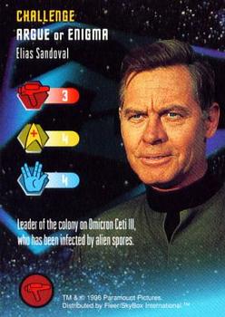 1996 Fleer/SkyBox Star Trek The Card Game #NNO Elias Sandoval - Challenge - Argue or Enigma Front