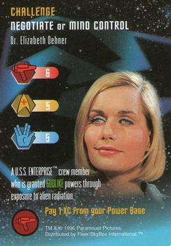 1996 Fleer/SkyBox Star Trek The Card Game #NNO Dr. Elizabeth Dehner - Challenge - Negotiate or Mind Control Front