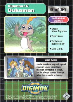 1999 Upper Deck Digimon Series 1 #9 6  Joe & Bukamon Back