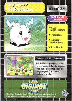 1999 Upper Deck Digimon Series 1 #10 7  T.K. & Tokomon Back