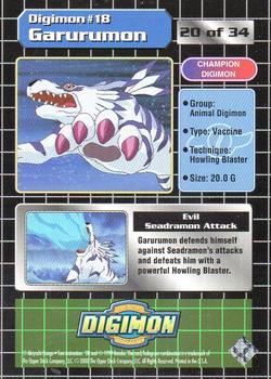 1999 Upper Deck Digimon Series 1 #20 18  Garurumon Back