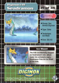 1999 Upper Deck Digimon Series 1 #21 19  Seadramon Back
