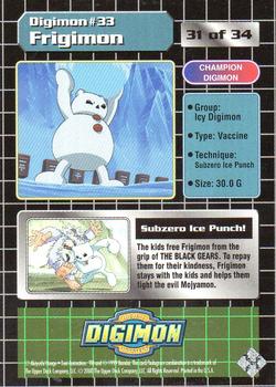 1999 Upper Deck Digimon Series 1 #31 33  Frigimon Back