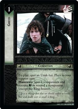 2001 Decipher Lord of the Rings CCG: Fellowship of the Ring #1R125 Greed Front