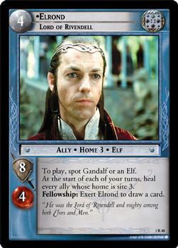 2001 Decipher Lord of the Rings CCG: Fellowship of the Ring #1R40 Elrond, Lord of Rivendell Front