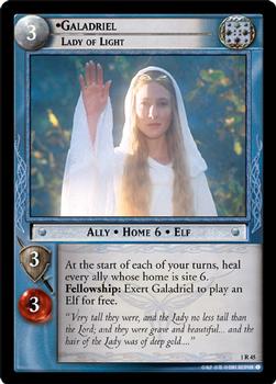 2001 Decipher Lord of the Rings CCG: Fellowship of the Ring #1R45 Galadriel, Lady of Light Front
