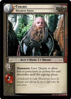 2001 Decipher Lord of the Rings CCG: Fellowship of the Ring #1U27 Thrarin, Dwarven Smith Front