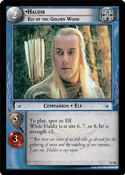 2001 Decipher Lord of the Rings CCG: Fellowship of the Ring #1U48 Haldir, Elf of the Golden Wood Front