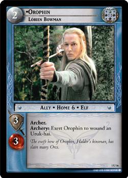2001 Decipher Lord of the Rings CCG: Fellowship of the Ring #1U56 Orophin, Lórien Bowman Front