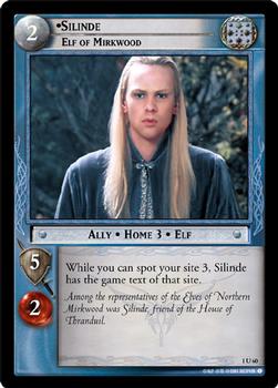 2001 Decipher Lord of the Rings CCG: Fellowship of the Ring #1U60 Silinde, Elf of Mirkwood Front