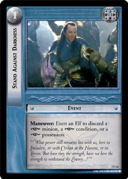 2001 Decipher Lord of the Rings CCG: Fellowship of the Ring #1U63 Stand Against Darkness Front