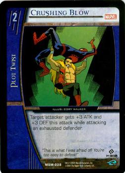 2004 Upper Deck Entertainment Marvel Vs. System Web of Spider-Man #MSM-028 Crushing Blow (Spider-Man, Kraven) (Cory Walker) Front