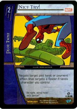 2004 Upper Deck Entertainment Marvel Vs. System Web of Spider-Man #MSM-064 Nice Try! (Scorpion, Spider-Man)  (Rob Haynes) Front